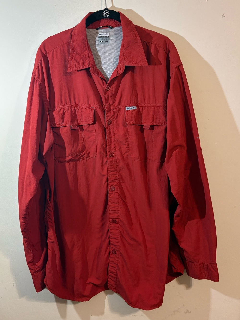 Columbia Titanium men’s XL PFG Long-Sleeve Omni Shade Fishing Shirt Red